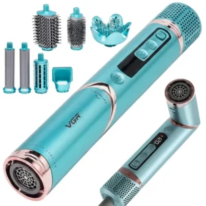 Фен-щітка мультистайлер VGR V-477 Green 7в1 з іонізацією, 1400W, професійний фен-браш для укладки волосся ВТ
