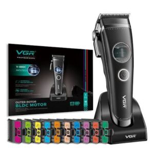 Професійна машинка для стрижки волосся VGR V-880C Black з безщітковим BLDC мотором, керамічним ножем та LED-дисплеєм BT