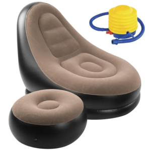 Надувне крісло-диван Air Sofa Lounge з пуфом та ножним насосом, флоковане покриття, 116×98×83 см (GM)