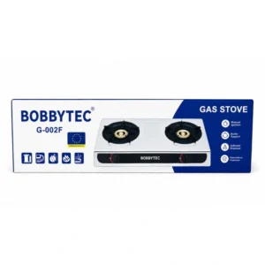 Газова настільна плита BobbyTec G-002F на 2 конфорки з п'єзопідпалом, для балонного газу, біла BT