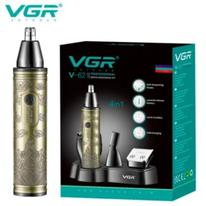 Тример VGR V-621 4-в-1 акумуляторний для бороди, волосся, носа та вух з USB зарядкою, Gold ВТ