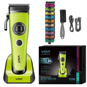 Професійна машинка для стрижки волосся VGR V-880C Green Rotatech, BLDC мотор, керамічний ніж, 10 насадок, USB-C BT