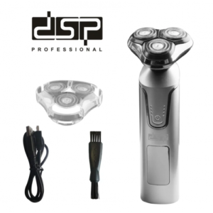 Акумуляторна роторна електробритва DSP 60112, 3 плаваючі головки, IPX5, USB-C, дисплей ВТ
