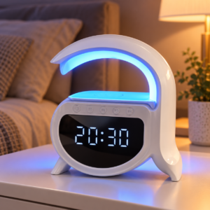 Нічник-колонка G-Smart A-16 з бездротовою зарядкою та годинником — світло й музика для затишних вечорів JM