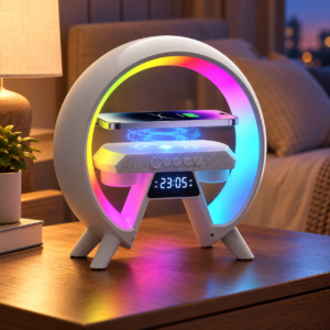 Нічник-колонка G-Smart XM-X63 із RGB-підсвіткою, бездротовою зарядкою, годинником і будильником JM
