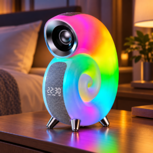 Нічник-колонка G5 з RGB-підсвіткою, Bluetooth, годинником і бездротовою зарядкою JM